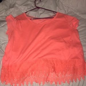 Coral top with lace